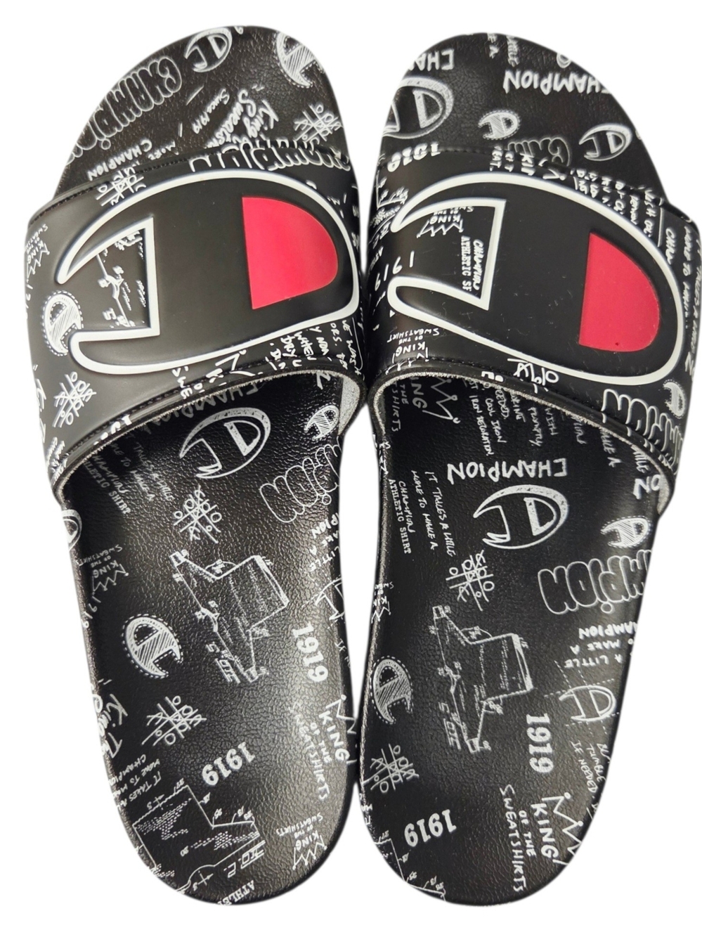 Champion IPO Repeat Doodle CM100315M Men's Size 10 Slip-On Slide Sandals